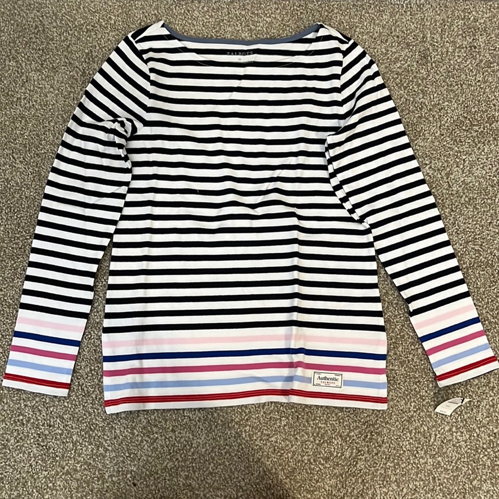 NWT Talbots Stripe Long Sleeve 100% Cotton